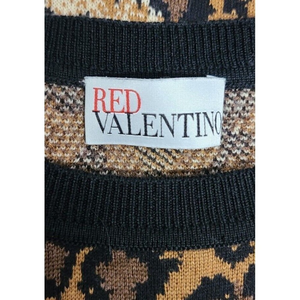 RED VALENTINO Leopard Print Long Sleeve Sweater Dress Women's M Wool Silk Blend - Picture 8 of 13